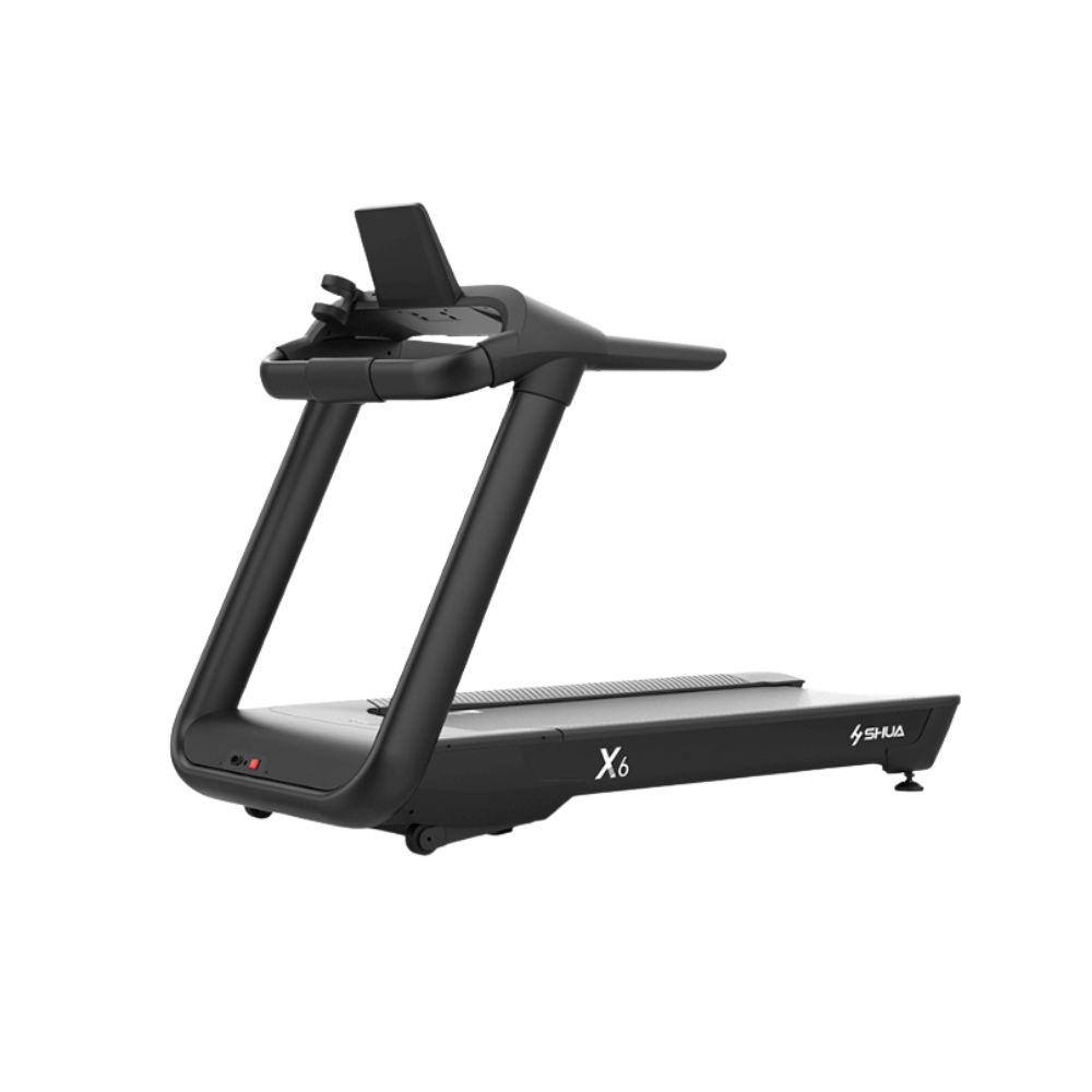 Hình ảnh máy chạy bộ Shua X6 SH-T6700A sở hữu động cơ AC mạnh mẽ, tốc độ tối đa 20 km/h, độ dốc tự động 15% và thảm chạy rộng, phù hợp cho gia đình, phòng gym và trung tâm thể hình.